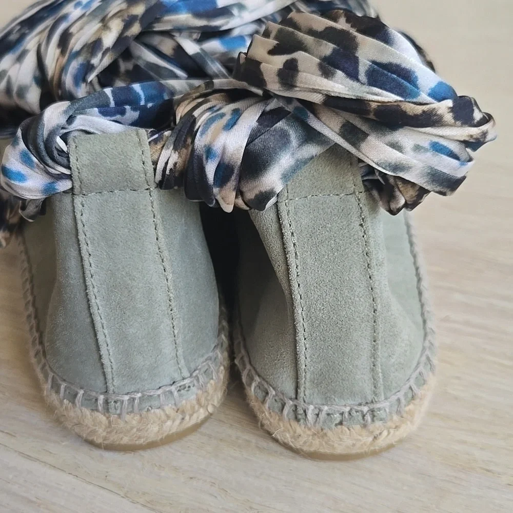 NWT Gaimo Suede Lace Up Espadrille Trellis Sage